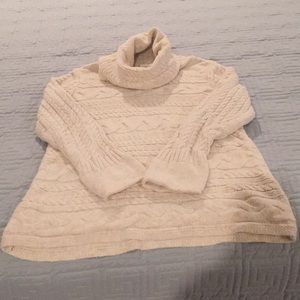 Christopher and Banks cowl neck cable sweater